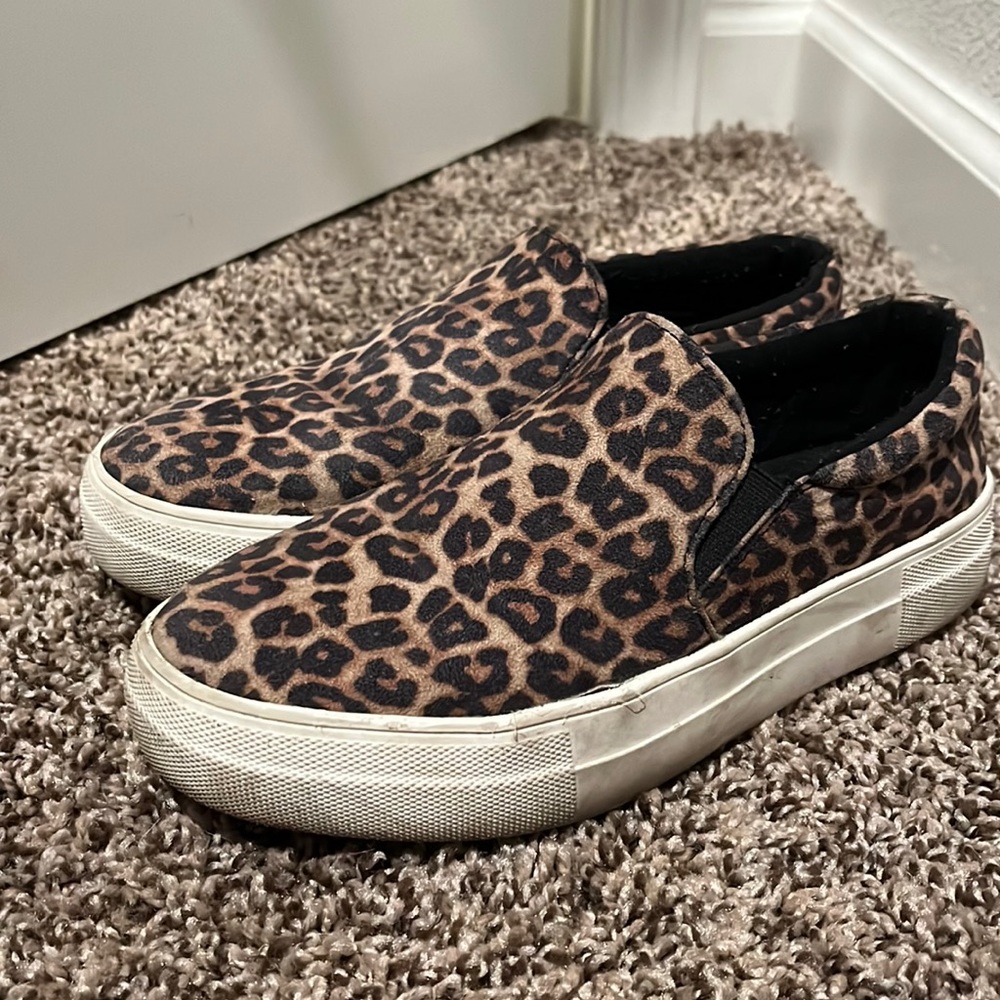 Soda Leopard Print Platform Slip Ons